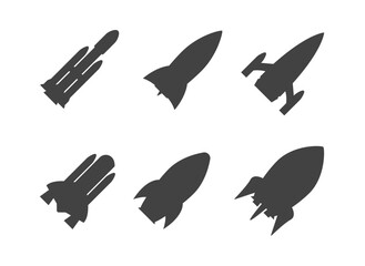 Wall Mural - Rocket silhouette illustration astronaut vehicle icon. Rocket launch vector missle spaceship future speed cartoon concept.