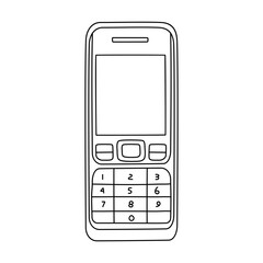 Mobile phone doodle icon. Cellular phone retro technology vector illustration