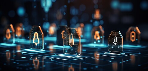 Cyber security and protection of private information and data concept Firewall from hacker attack created by AI
