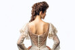 Beautiful woman in Victorian epoch dress on white backgorund, isolated