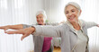© SneakyPeakPoints/peopleimages.com - Exercise, yoga and senior woman friends in a home studio to workout for health, wellness or balance. Fitness, zen and chakra with elderly people training for mindfulness together while breathing