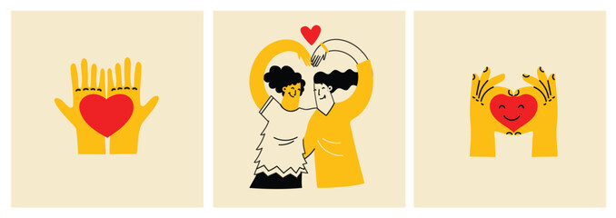 Best friends concept illustration. Vector illustration of multicultural girls and multicultural friendship. Happy friendship day. Teenage girl friends hugging and having fun.