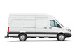 © Kuzmick - Delivery van side view isolated. Side view of a modern blank cargo minibus. Transparent PNG image.