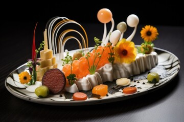 Poster - 3d printed food on a plate with artistic presentation