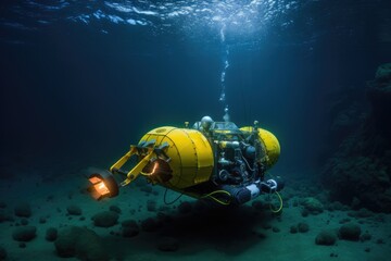 Wall Mural - underwater robotic vehicle exploring ocean depths