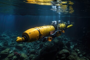 Wall Mural - autonomous underwater vehicle auv in motion