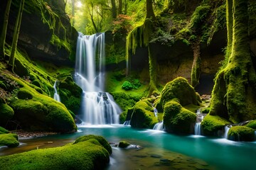 Wall Mural - waterfall in the forest