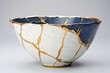 kintsugi repaired ceramic bowl with gold seams