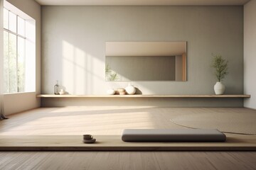 Wall Mural - minimalist yoga studio with calming color scheme