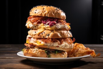 Sticker - stack of assorted bagels with different flavors