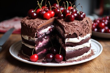 Poster - layered black forest gateau before final decoration