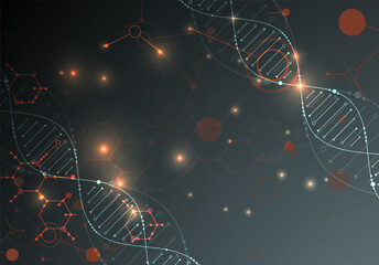 Wall Mural - Science template, wallpaper or banner with a DNA molecules.