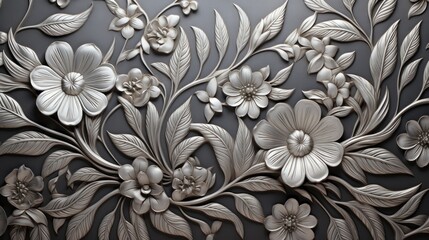 Sticker - Embossed metal surface floral texture graphic background.