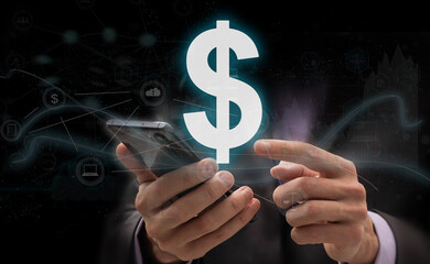 Aufkleber - Dollar Currency Business Banking Finance Technology Concept.