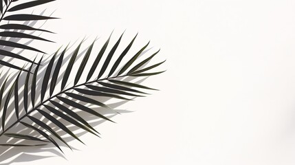 Poster - Transparent blurry shadow of tropical leaves casting on the wall