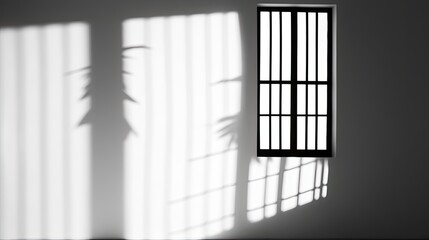 Poster - Shadow of window falling on white wall backdrop