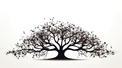 Aufkleber - Tree with leaves cast a shadow on white