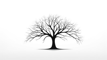 Aufkleber - Tree with leaves cast a shadow on white