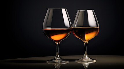 Wall Mural - Glasses for wine and cognac with black bottom and glass