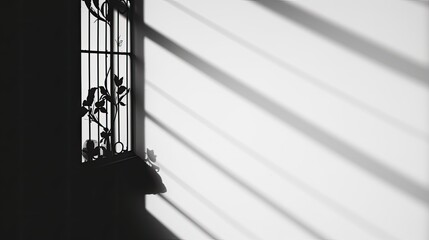 Poster - Shadow from window on white wall background