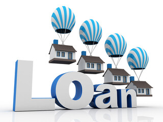 Sticker - 3D rendering house loan concept
