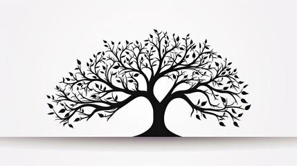 Aufkleber - Tree with leaves cast a shadow on white