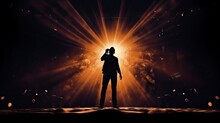 Male Singer S Silhouette Illuminated By Stage Lights At A Rock Concert