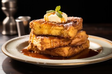 Poster - golden brown french toast served on a plate