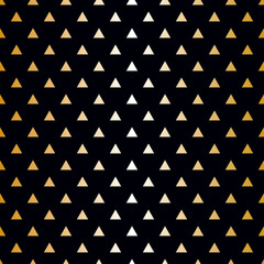 Wall Mural - Tile vector pattern with golden triangles on black background