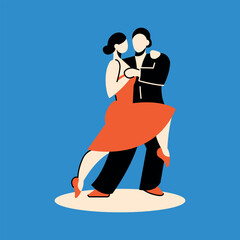 Wall Mural - Couple dancing tango color concept