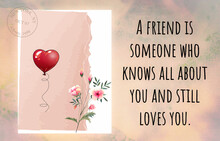 Inspirational And Motivational Life Quote. Friendship Card