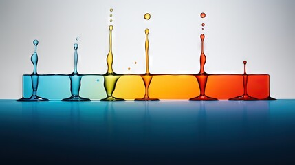 Poster -  a group of liquid pouring into a blue and orange container.  generative ai