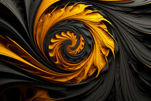 Charcoal And Yellow Fractal Abstract Background Art