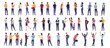 Big vector people collection - Set of casual working and office people standing doing various activities. Flat design illustrations