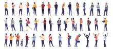 Big Vector People Collection - Set Of Casual Working And Office People Standing Doing Various Activities. Flat Design Illustrations