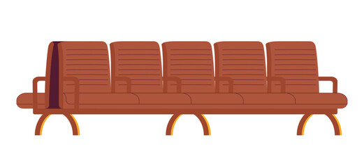 Poster - Wooden bench semi flat colour vector object. Comfortable seats in waiting room. Editable cartoon clip art icon on white background. Simple spot illustration for web graphic design