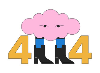 Fototapete - Stylish surreal cloud in boots error 404 flash message. Fantasy hallucination. Empty state ui design. Page not found popup cartoon image. Vector flat illustration concept on white background
