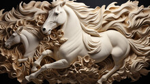 Horses White Ceramic Watery Monocrhome Texture