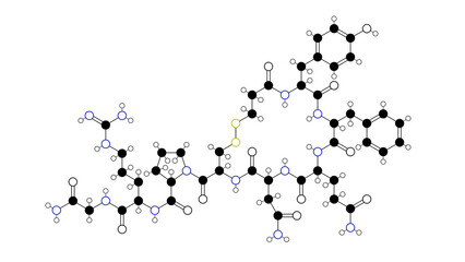 desmopressin molecule, structural chemical formula, ball-and-stick model, isolated image pituitary