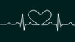 © Zen Z - Glowing white neon love shape heartbeat line icon isolated on blue grid background. Heartbeat line, Pulse trace, ECG or EKG Cardio graph symbol for Healthy and Medical Analysis. vector illustration