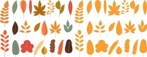 Wall Mural - set of autumn leaves in flat style vector