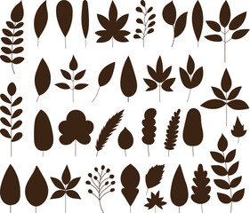 Wall Mural - tree leaves silhouette on white background vector