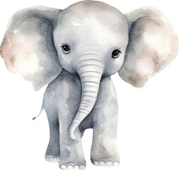 Aufkleber - Elephant character cartoon illustration created with Generative AI technology