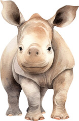 Aufkleber - Rhino character cartoon illustration created with Generative AI technology
