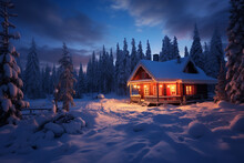 Hütte In Winterlandschaft