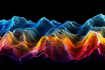 Poster -  An abstract graphic representation of sound waves in vibrant colors, conveying the energy and movement of sound.  Generative AI technology.