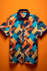 Poster -  A series of abstract geometric textile prints for men's clothing, featuring repetitive patterns and angular motifs,  Generative AI technology.
