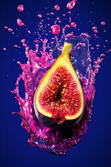 Aufkleber - An vibrant image of a Fig splashed in bright paint, symbolizing freshness and health.  Generative AI technology.