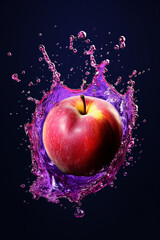 Poster - An vibrant image of a Plum splashed in bright paint, symbolizing freshness and health.  Generative AI technology.