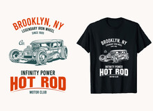 Hot Rod Classic Car T-Shirt Design. Old Classic Cars T Shirt Design Vector Graphics.